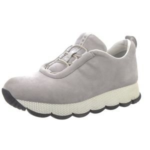 Authentic Prada slipper sneakers in soft grey suede